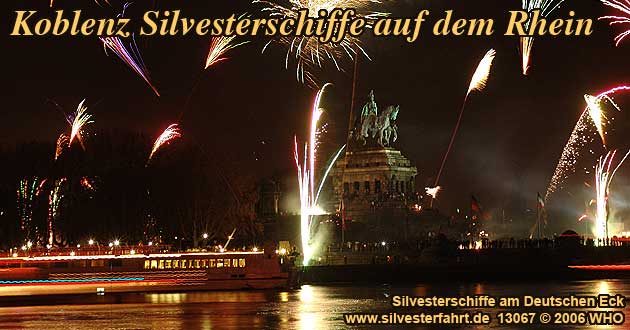 Silvesterfeuerwerk Silvester Koblenz am Rhein Silvesterparty auf dem Schiff